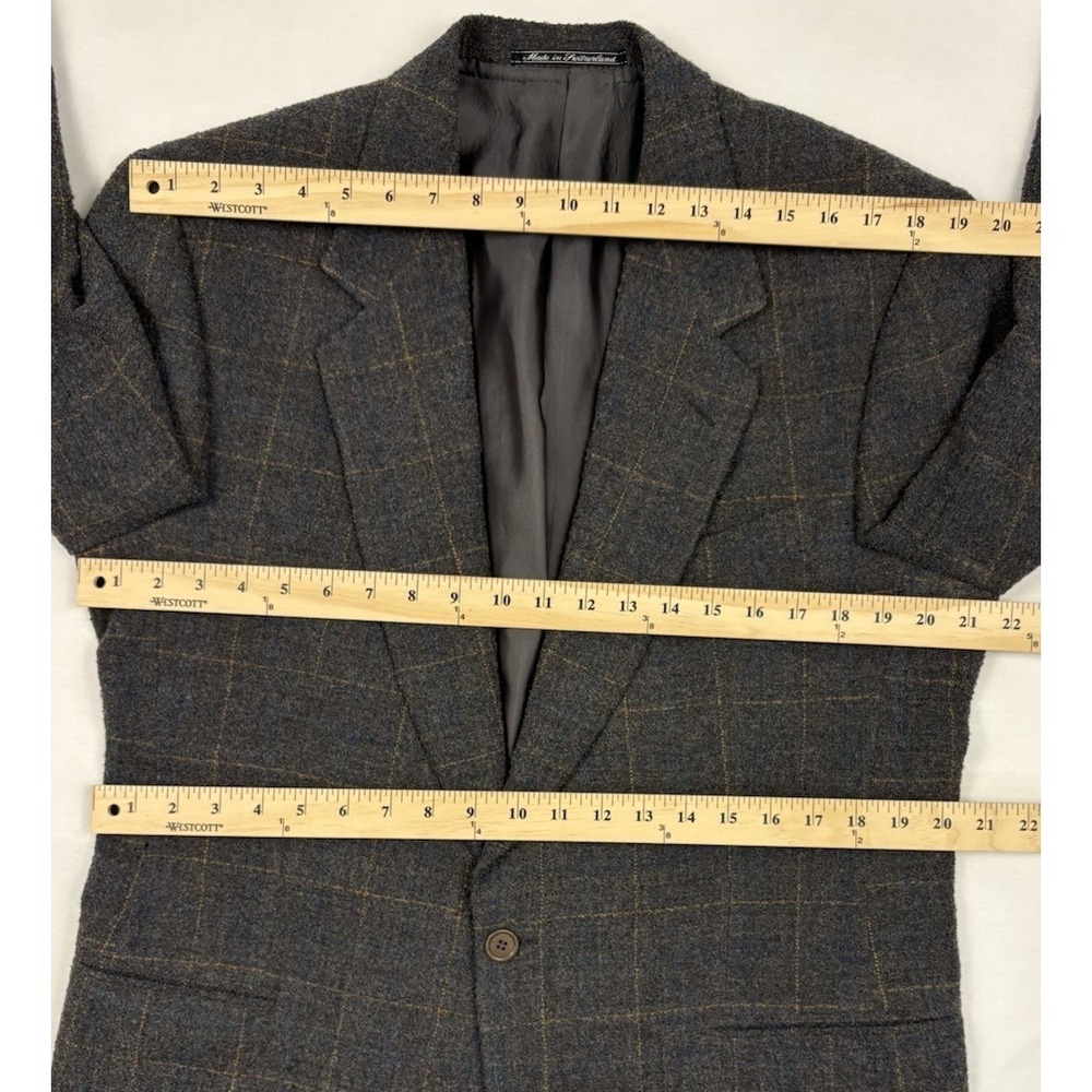 VTG Ermenegildo Zegna "Soft" Textured Boiled Wool Sport Coat 40R Gray Windowpane - Picture 11 of 13